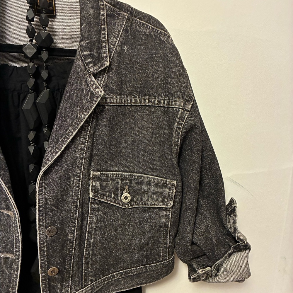 Vintage Lee Black Washed Cropped Denim Jacket Small - Picture 9 of 14